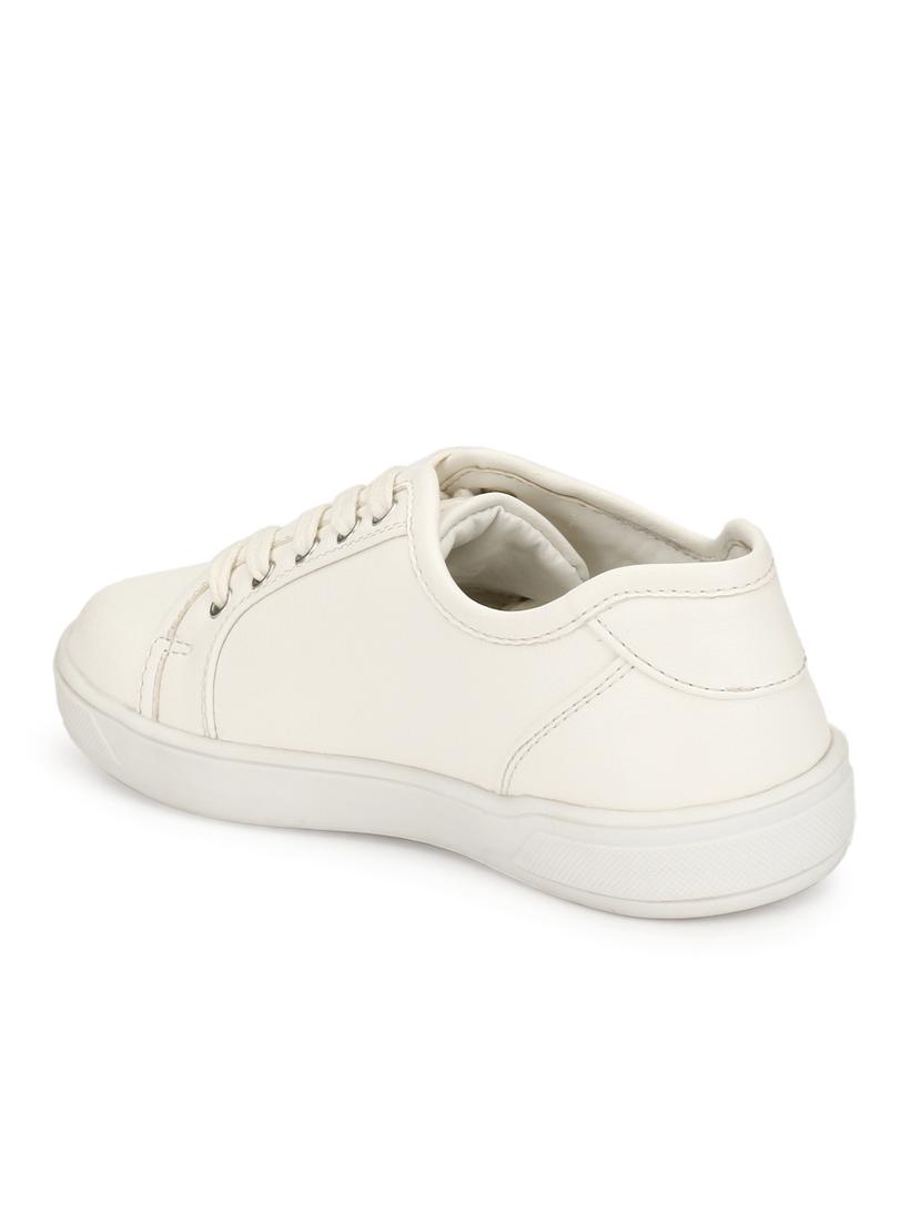 white leatherette lace up sneaker - 14351455 - Zoom Image - 3