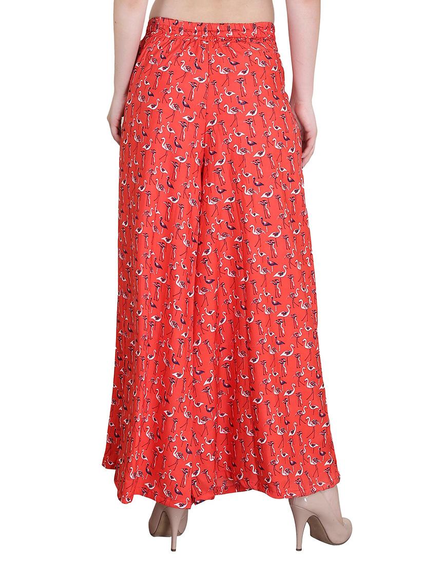 orange printed crepe palazzo - 14351828 - Zoom Image - 3