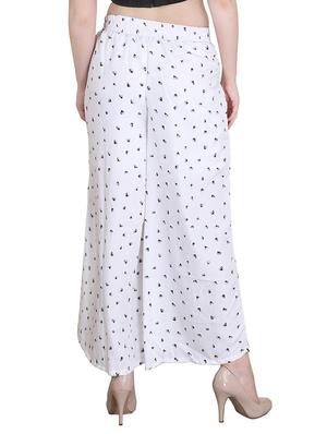 white printed crepe palazzo - 14351833 - Standard Image - 3