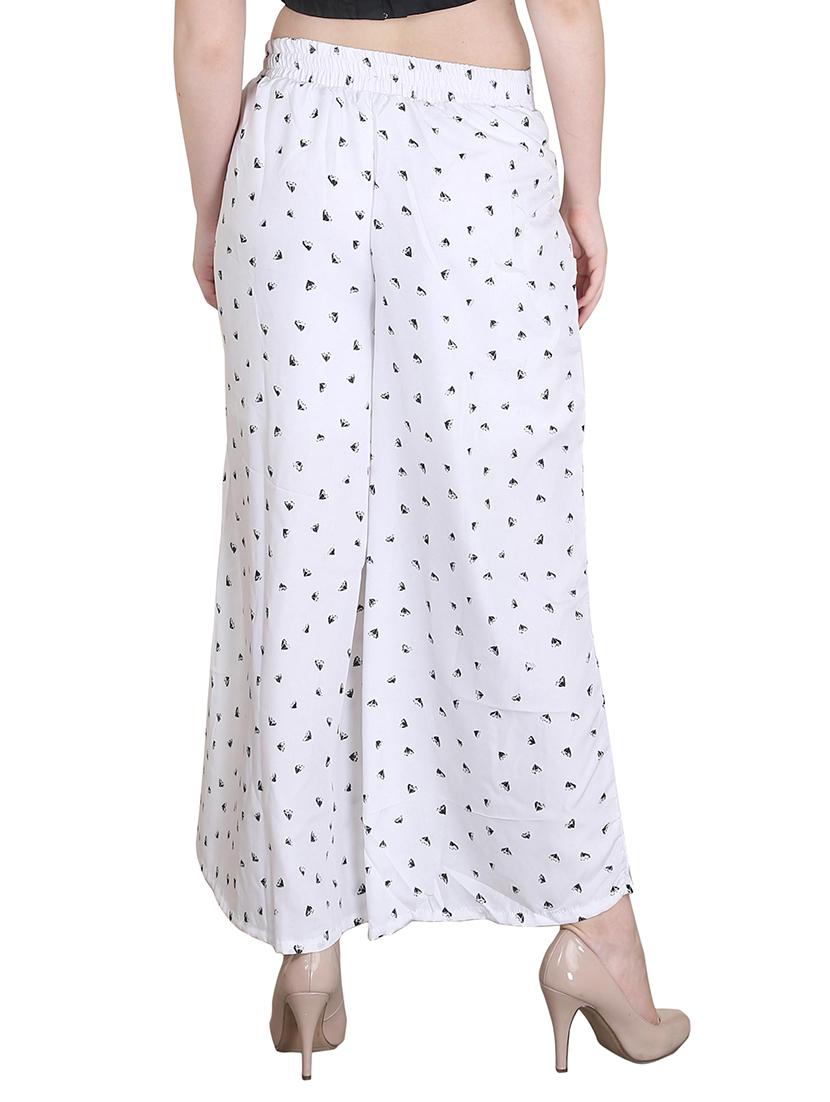 white printed crepe palazzo - 14351833 - Zoom Image - 3