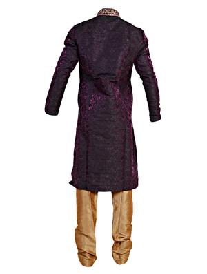 purple and brown silk kurta set - 14352793 - Standard Image - 3