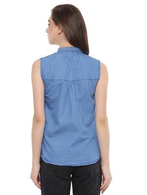 blue denim casual shirt - 14353557 - Standard Image - 3