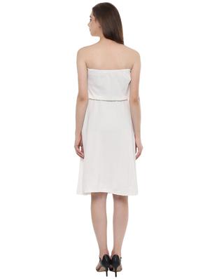 white viscose off shoulder dress - 14353561 - Standard Image - 3
