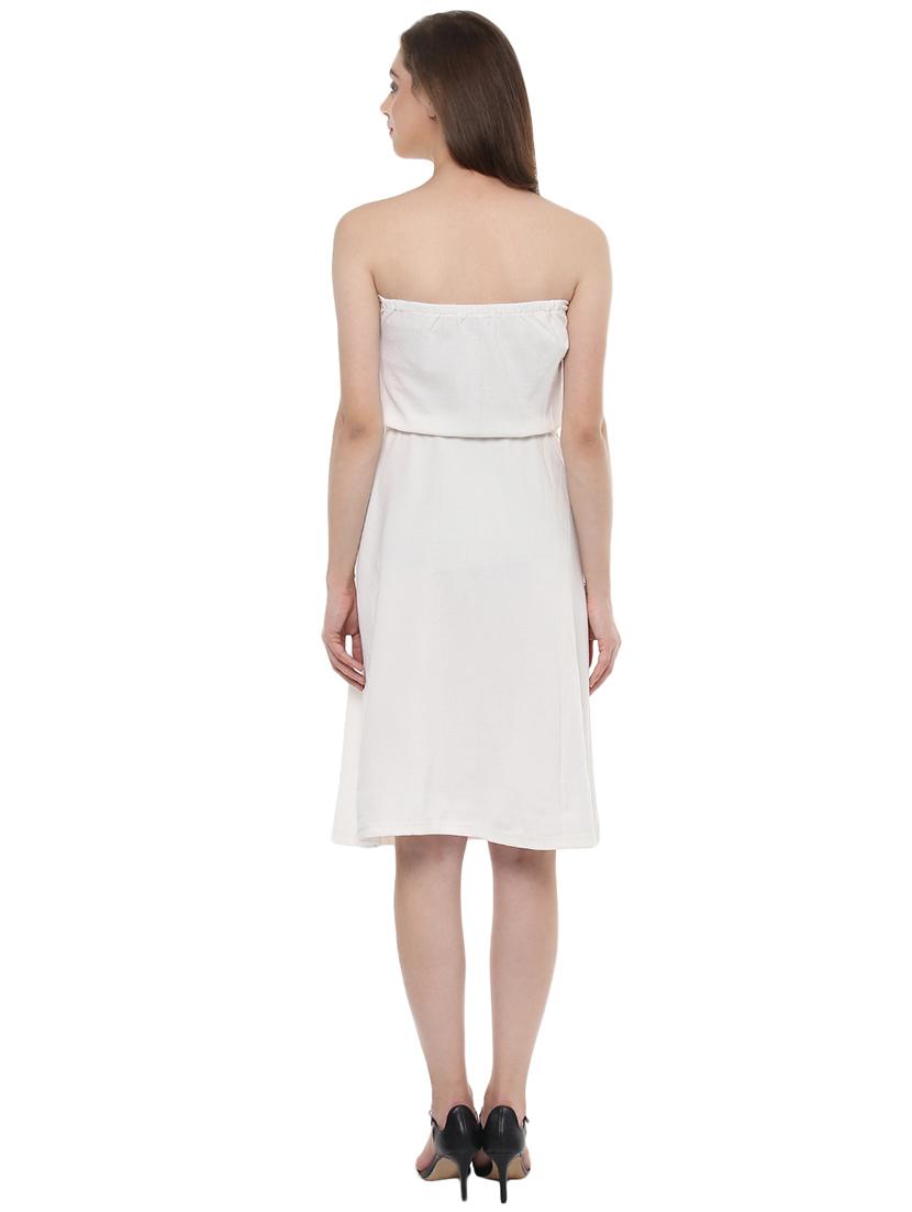 white viscose off shoulder dress - 14353561 - Zoom Image - 3