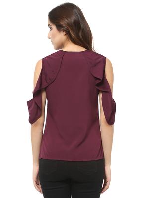 purple crepe casual top - 14353600 - Standard Image - 3