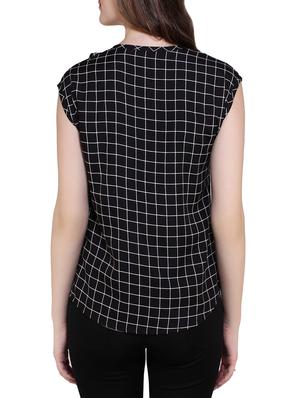 cap sleeved checkered top - 14356475 - Standard Image - 3