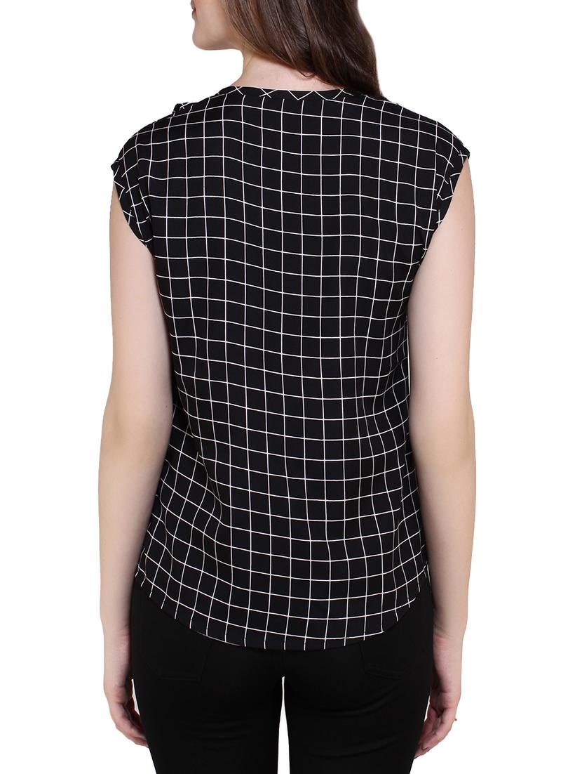cap sleeved checkered top - 14356475 - Zoom Image - 3