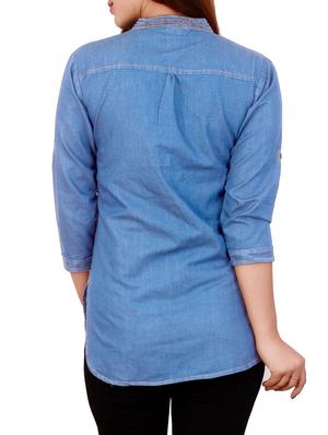 Denim straight kurti - 14358823 - Standard Image - 3