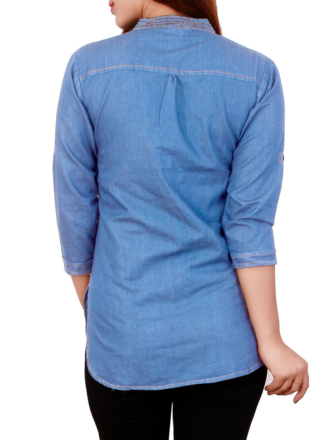 Denim straight kurti - 14358823 - Zoom Image - 3