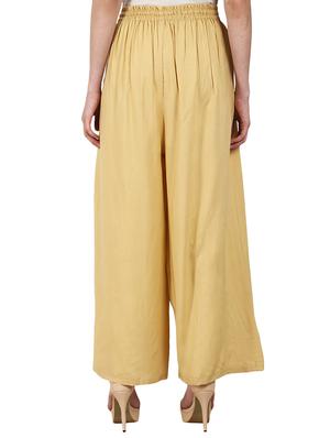 solid beige rayon palazzo - 14360450 - Standard Image - 3