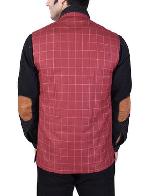 red cotton nehru jacket - 14361346 - Standard Image - 3