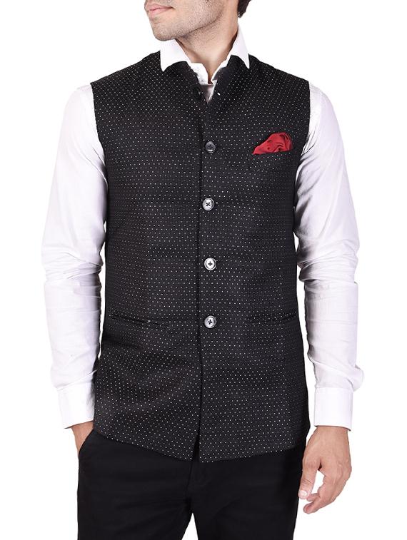 black cotton nehru jacket