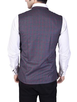 grey cotton nehru jacket - 14361371 - Standard Image - 3