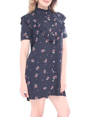 blue rayon ruffle dress - 14364934 - Standard Image - 3