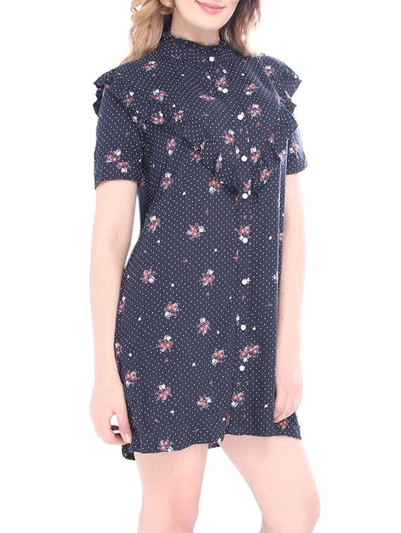 blue rayon ruffle dress - 14364934 - Zoom Image - 3