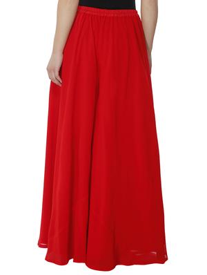 solid red georgette palazzo - 14368884 - Standard Image - 3