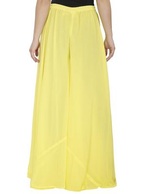 solid yellow georgette palazzo - 14368886 - Standard Image - 3