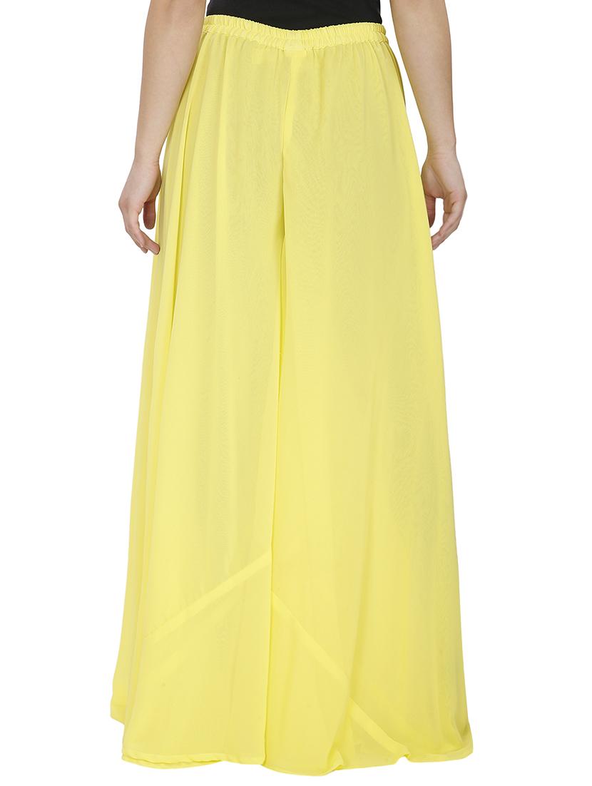 solid yellow georgette palazzo - 14368886 - Zoom Image - 3