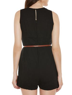 solid black viscose jumpsuit - 14370131 - Standard Image - 3