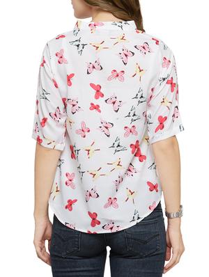 white printed crepe regular top - 14371133 - Standard Image - 3