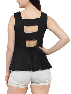 black scuba peplum top - 14372604 - Standard Image - 3
