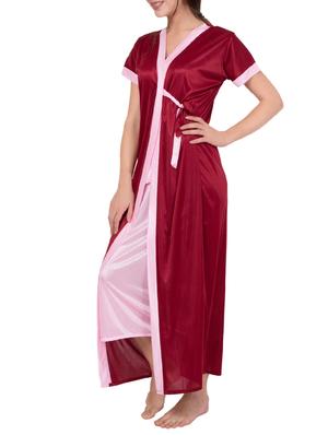 Maroon satin gown - 14377039 - Standard Image - 3