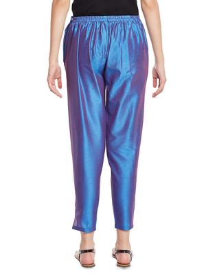 blue silk blend cigarette pants trousers - 14378934 - Standard Image - 3