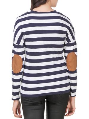 elbow patch striped top - 14379411 - Standard Image - 3
