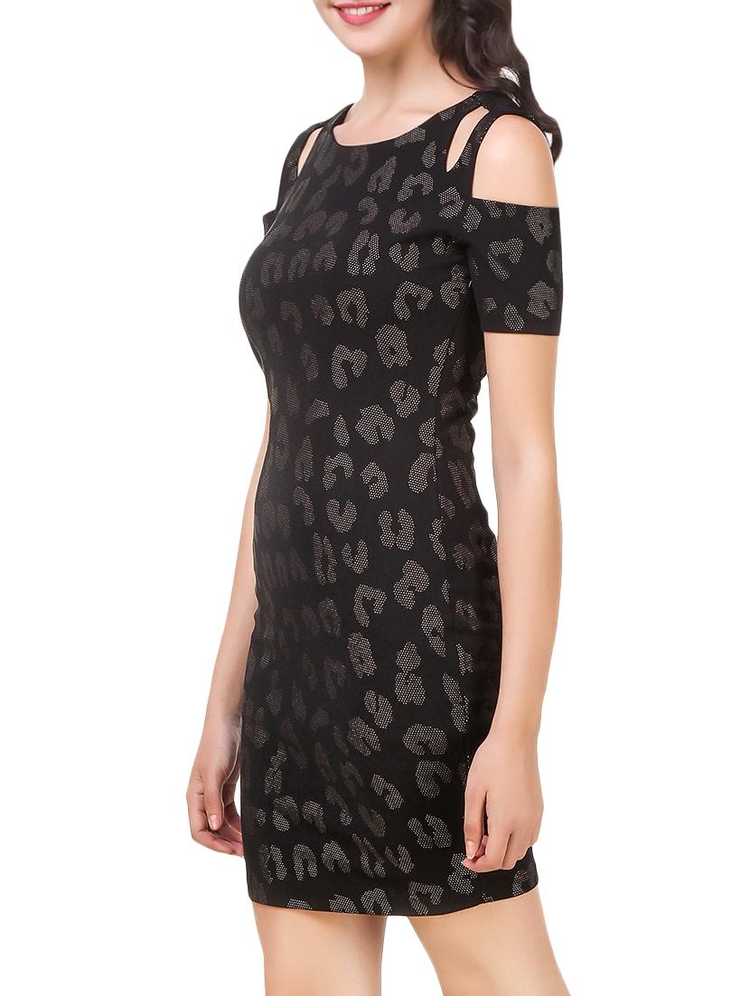 lace up back cold shoulder bodycon dress - 14379632 - Zoom Image - 3
