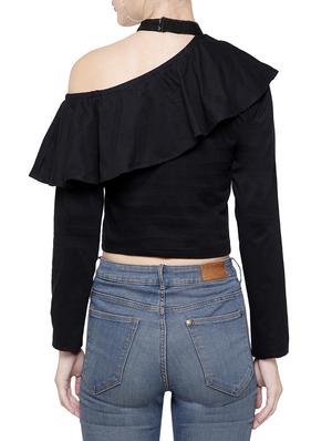 choker neck ruffled crop top - 14380679 - Standard Image - 3