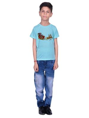 light blue cotton blend tshirt - 14383653 - Standard Image - 3