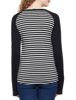 thumb hole sleeved striped tee - 14384019 - Standard Image - 3