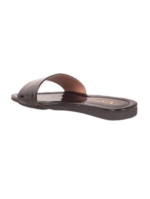 black faux leather slides - 14390813 - Standard Image - 3