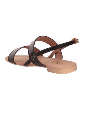 black faux leather back strap sandals - 14390816 - Standard Image - 3