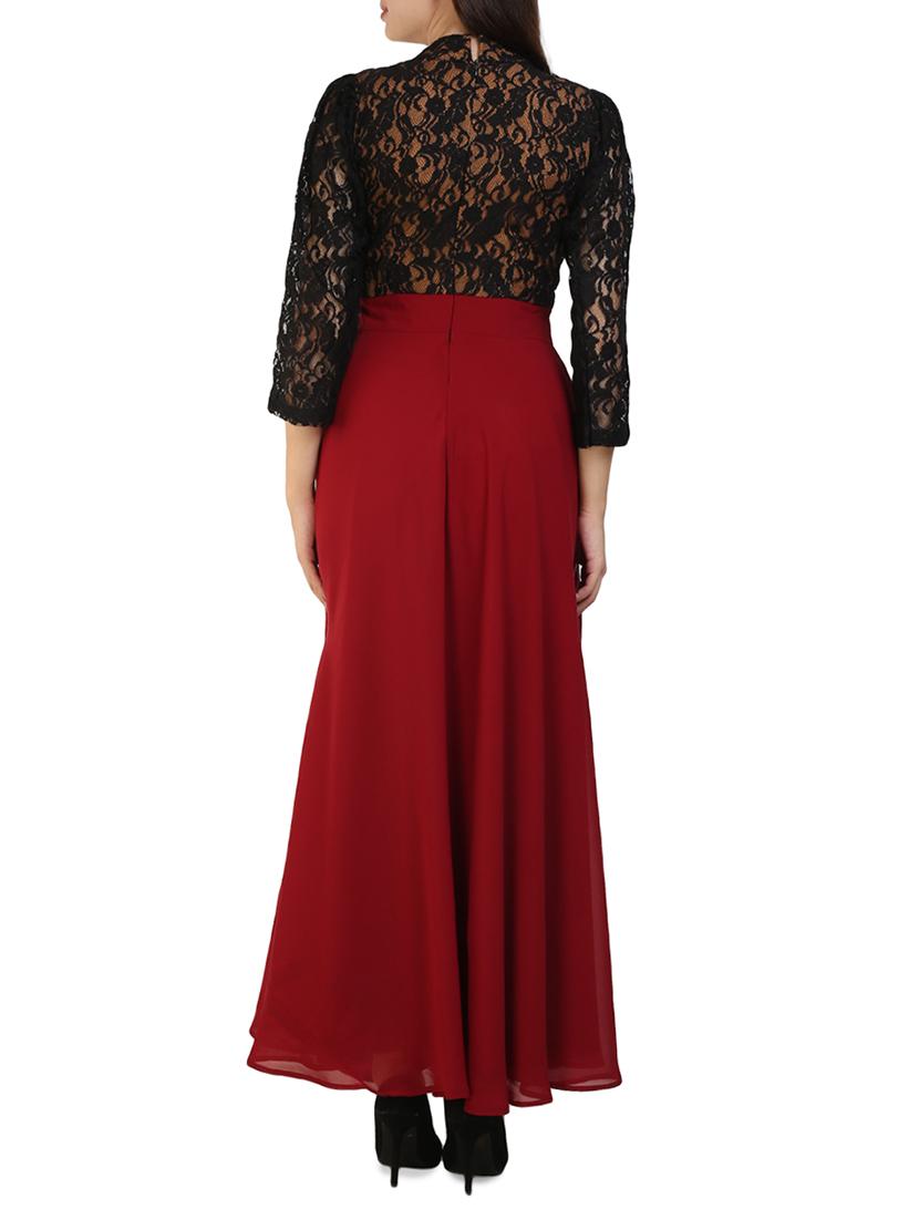 maroon polyester maxi dress - 14394992 - Zoom Image - 3