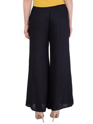 black rayon casual palazzo - 14398732 - Standard Image - 3