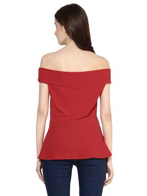 solid red peplum top - 14402291 - Standard Image - 3