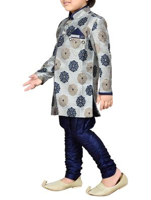 grey silk blend kurta sets - 14405608 - Standard Image - 3