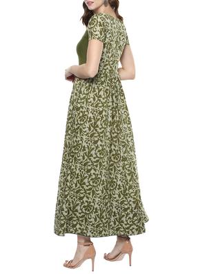 mehandi cotton flared kurta - 14412876 - Standard Image - 3