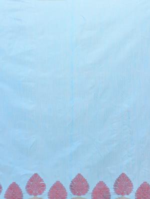 sky blue saree with blouse - 14414475 - Standard Image - 3