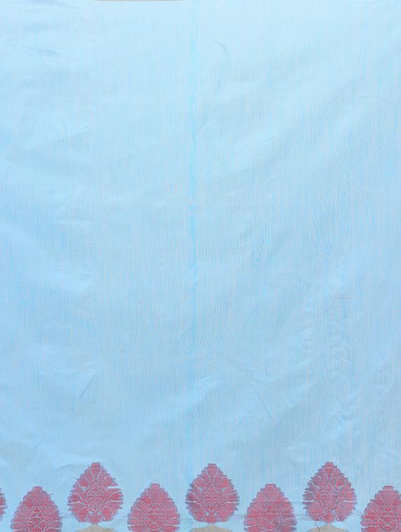 sky blue saree with blouse - 14414475 - Zoom Image - 3