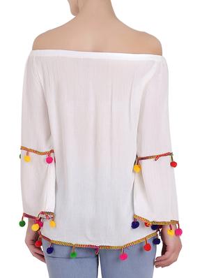 white rayon blouson top - 14415528 - Standard Image - 3