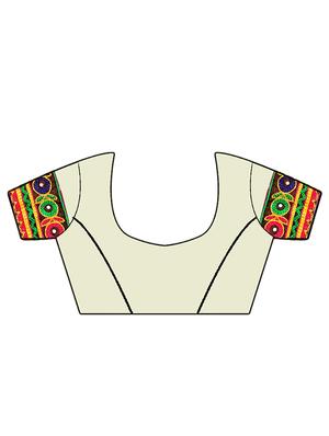 orange and white half & half saree with blouse - 14416384 - Standard Image - 3