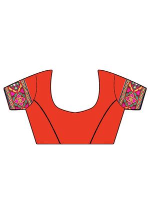blue and orange half & half saree with blouse - 14416389 - Standard Image - 3