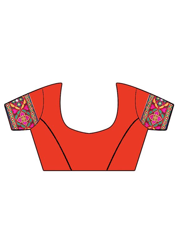blue and orange half & half saree with blouse - 14416389 - Zoom Image - 3
