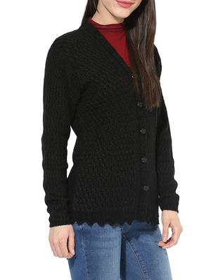 Set of 2 black woollen cardigan with muffler - 14417524 - Standard Image - 3