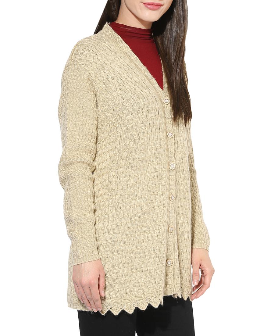 Set of 2 cream woolen cardigan with muffler - 14417525 - Zoom Image - 3