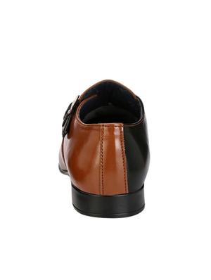 tan Leatherette slip on monk strap - 14418088 - Standard Image - 3