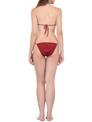 maroon solid nightwear set - 14420170 - Standard Image - 3
