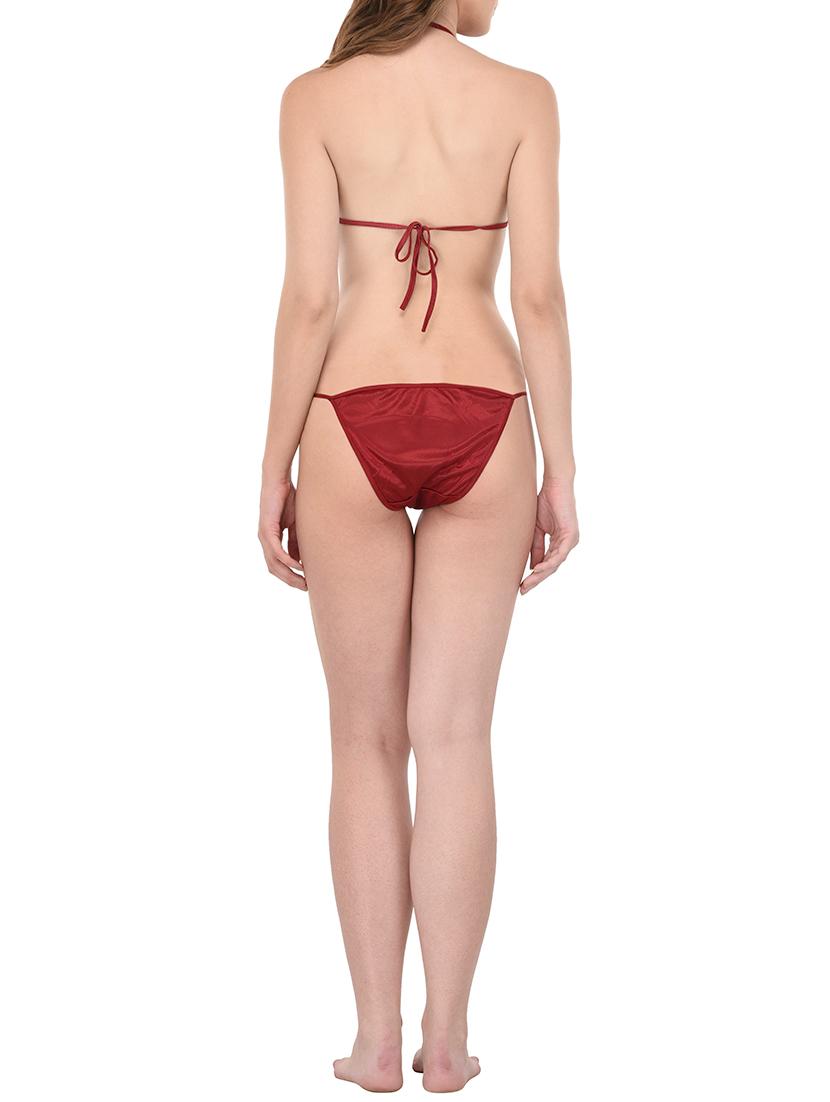 maroon solid nightwear set - 14420170 - Zoom Image - 3